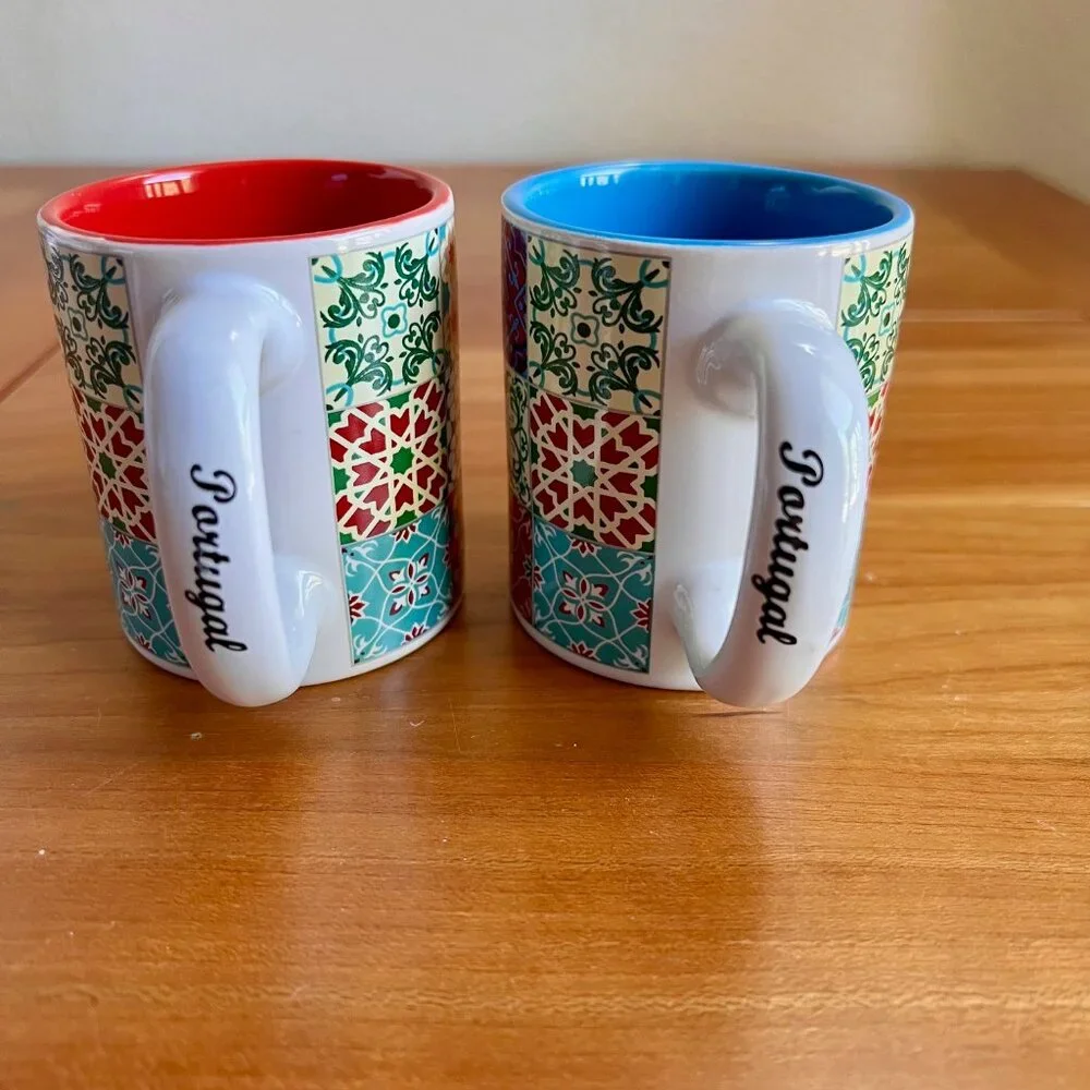 Espresso Cups, Portugal Espresso Mugs, Mexican Spanish Tile Mugs, Coffee Mugs